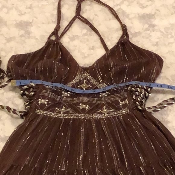 Brown Sundress with Silver Metallic Accents - Picture 4 of 8